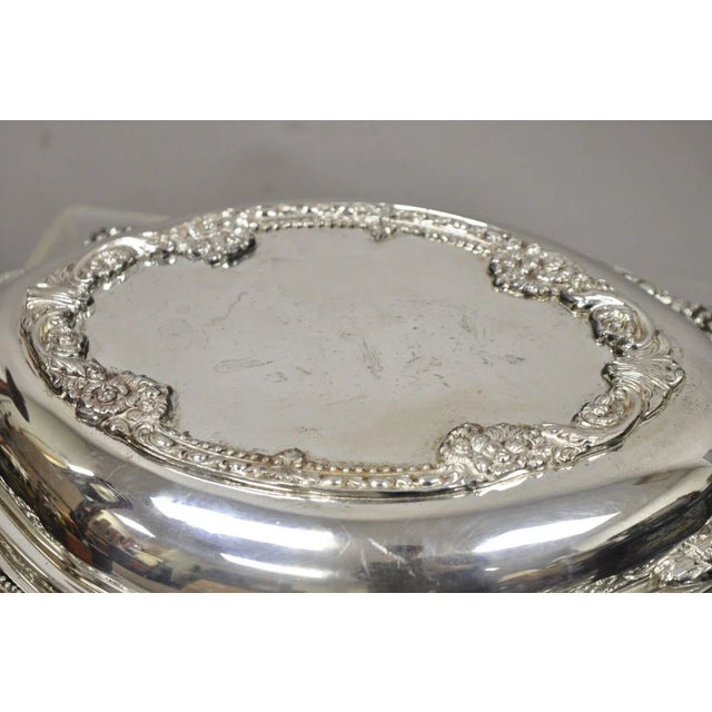 Vintage Silverplate Victorian Style Ornate Lidded Vegetable Serving Dish Platter For Sale In Philadelphia - Image 6 of 12
