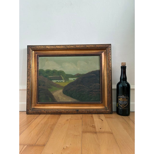 Vintage Original Landscape Oil Painting, Signed Countryside Cottage Art For Sale - Image 10 of 12