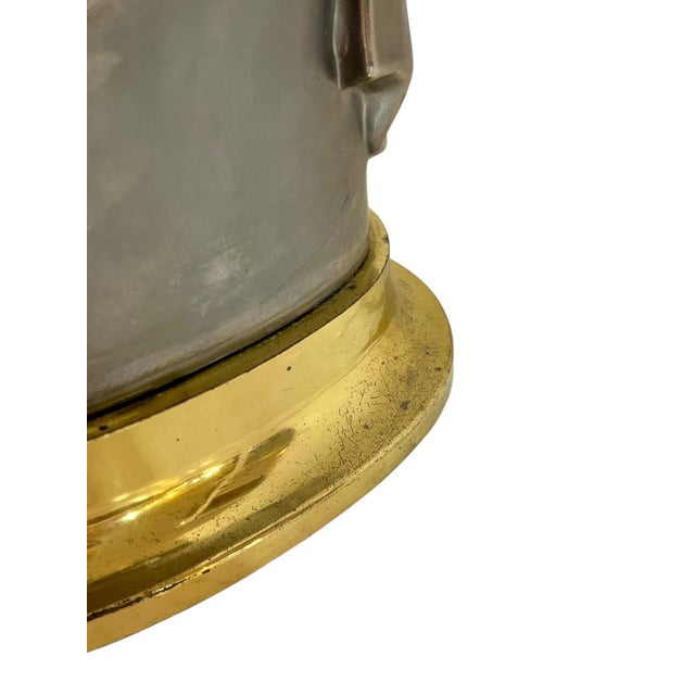 Gray 1980’s E. F. Chapman Dorothy Draper Trompe L’Oeil Style Silver Gray and Brass Lamp For Sale - Image 8 of 18