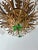 Flush Mount Maison Baguès Crystal Green Flowers Leaves Chandelier 9 Lights For Sale - Image 9 of 11