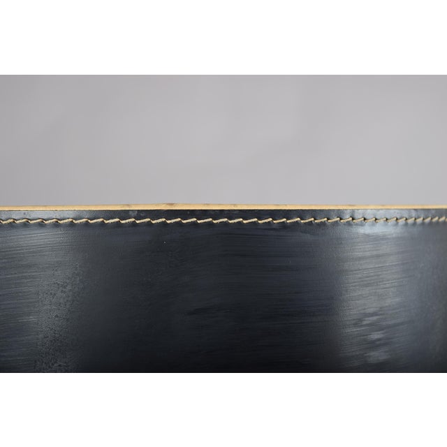 Mid-Century Modern French Table Lamp in Brass and Black Leather, 1960s For Sale - Image 12 of 14