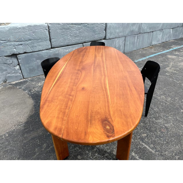 1980s Dining Table or Desk in the Manner of Charlotte Perriand, Solid Wood For Sale In Miami - Image 6 of 12