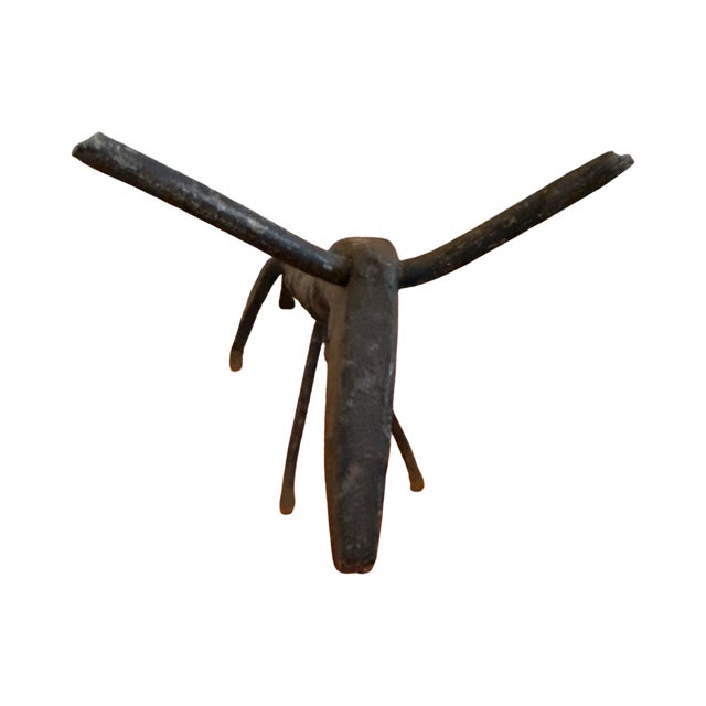 Black Late 20th Century Hand Forged Brutalist Iron Longhorn Bull Sculpture Folk Art Metal Figure For Sale - Image 8 of 11