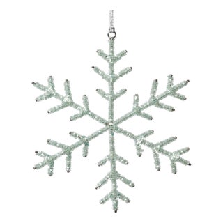 Beaded Snowflake Ornaments, Set of 12, Green, 8" For Sale