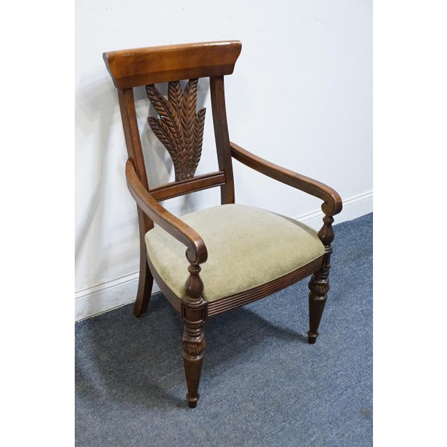 THOMASVILLE FURNITURE Solid Cherry Contemporary Traditional Style Wheat Back Dining Arm Chair 19242 39.5" High 24" Wide...