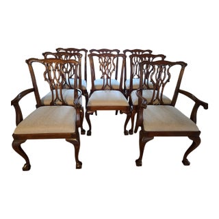 Set of 8 Kindel Chippendale Solid Mahogany Dining Chairs (Fully Restored) For Sale