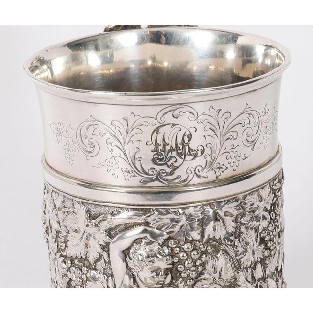 Metal Antique Victorian Silver Plated Embossed and Engraved Mug from G R Collis, 1835 For Sale - Image 7 of 18