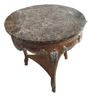 Late 20th Century Vintage Marble Side Table With Carved Wooden Base
