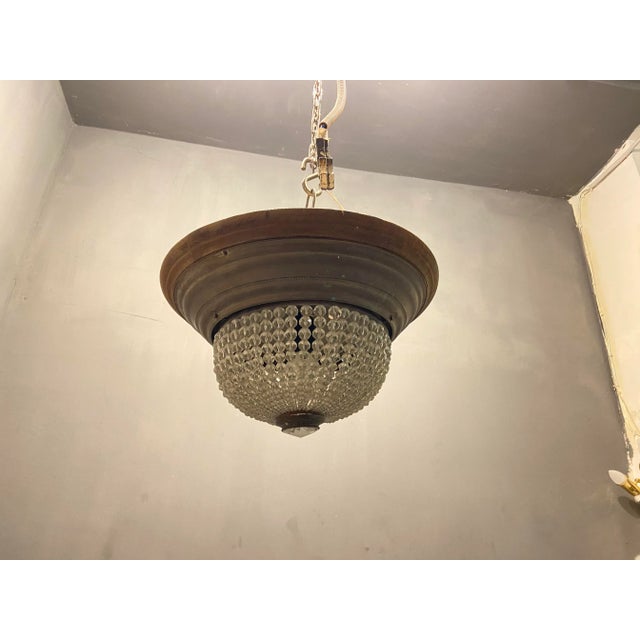 Vintage Crystal Beaded Flush Mount, 1940s For Sale - Image 8 of 9