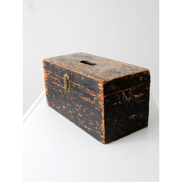 Farmhouse Antique Primitive Wood Ballot Box For Sale - Image 3 of 15