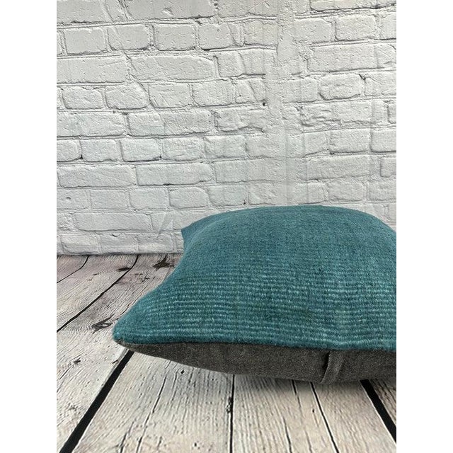 20 x 20 Hemp Pillow Turkish Cushion Natural Blue Pillow Cushion Cover For Sale - Image 4 of 4