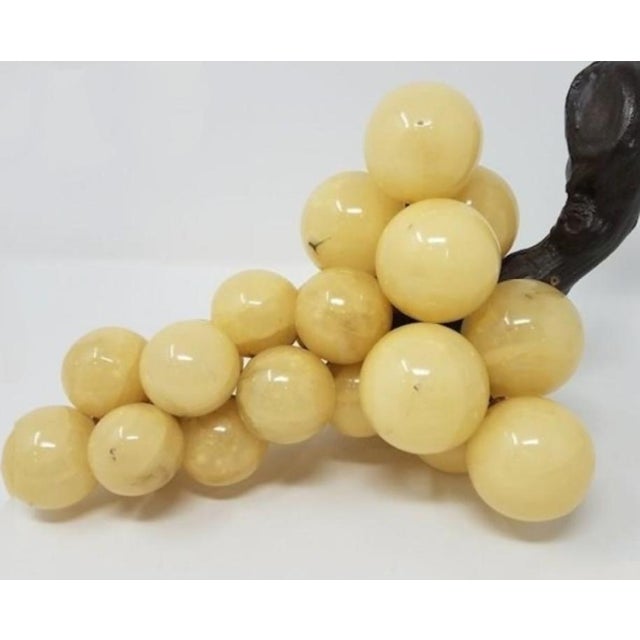 1950's Large Vintage Italian Alabaster Grapes With Grapevine Wood Stem