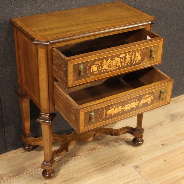 Brown Louis XIV Style Italian Inlaid Commode, 1950s For Sale - Image 8 of 13