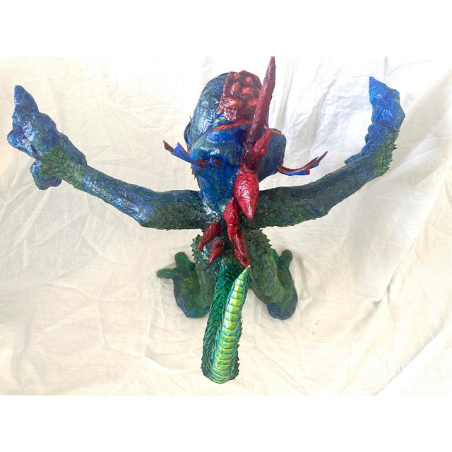 Whimsical Paper Mache' Dragon Sculpture by Artist James C. Osterberg For Sale - Image 9 of 11