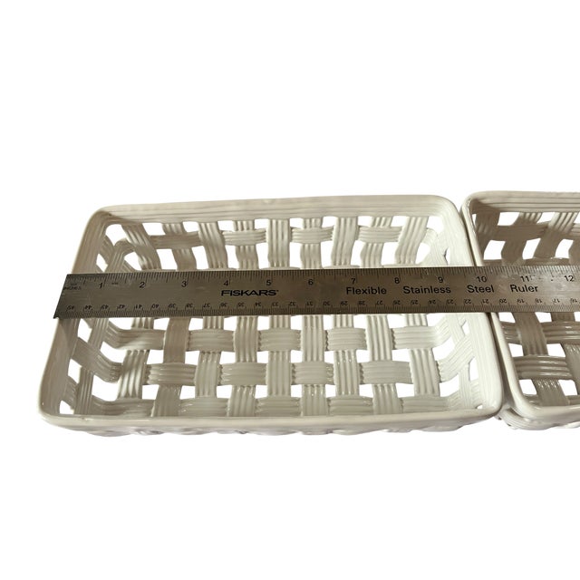 Ceramic 1980s Handmade Italian Ceramic Basket Weave Serving Trays by Neuwirth - a Pair For Sale - Image 7 of 10