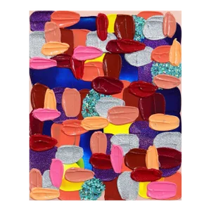 Playful Textured Abstract Painting "Peach and Blue" Original Artwork by Shiri Phillips