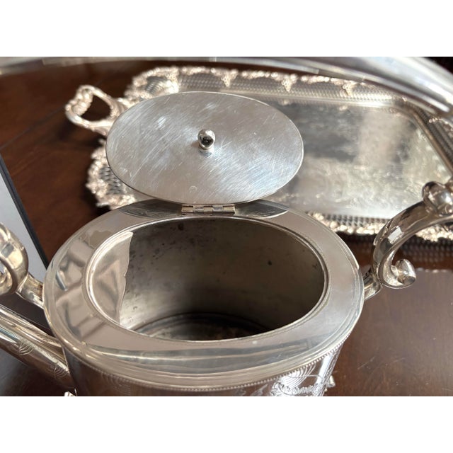 1960s Boardman & Glossop SilverPlate Tilt Top Tea Pot With Stand 15" Tall. Floral, Ferns and Butterflies For Sale - Image 12 of 12