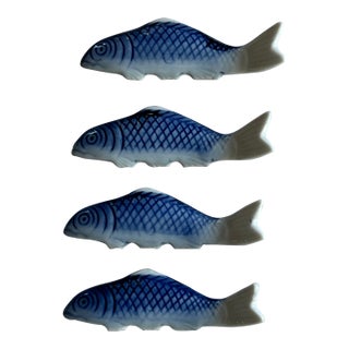 Blue & White Chinoiserie Fish For Sale