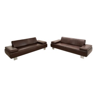 Taboo 3-Seater Sofas in Brown Leather from Willi Schillig, Set of 2 For Sale