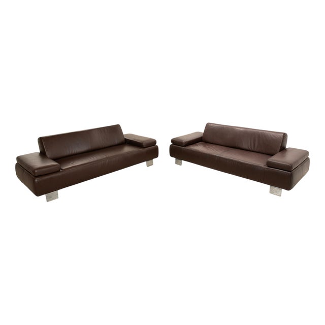 Taboo 3-Seater Sofas in Brown Leather from Willi Schillig, Set of 2 For Sale