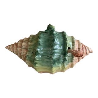 Vintage Italian Large Conch Shell Soup Tureen With Original Ladle For Sale