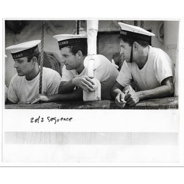 1980 black and white photograph of Spanish Sailors taken by Miami Herald photographer Battle Vaughan. Publication...