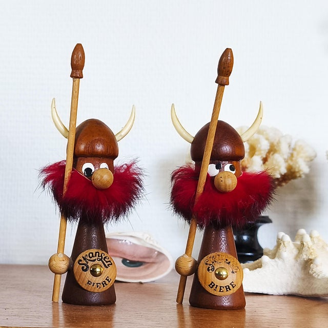 Teak Viking Figurines by Sallingboe for Skansen, Denmark, 1960s, Set of 2 For Sale - Image 12 of 14