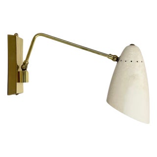 Brass Adjustable Theatre Wall Light in the style of Stilnovo, Italy, 1950s For Sale