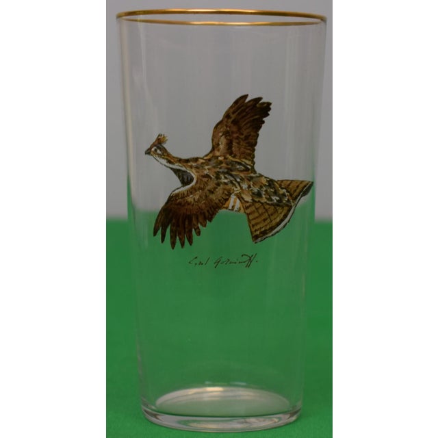 Set X 6 Cyril Gorainoff Hand Enamel Painted Gamebird Highball Cocktail Glasses For Sale - Image 4 of 9