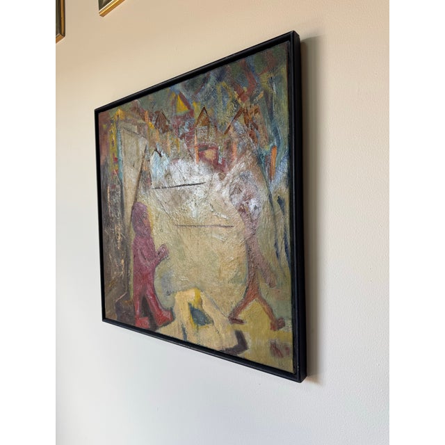 1970’s Vintage Impressionist Abstract Oil on Canvas Painting – Unsigned For Sale - Image 4 of 12