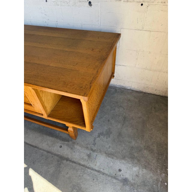 Brown In Style of Henning Kjærnulf Danish Oak Double-Sided Executive Writing Desk Mid-Century Modern 1960s For Sale - Image 8 of 11