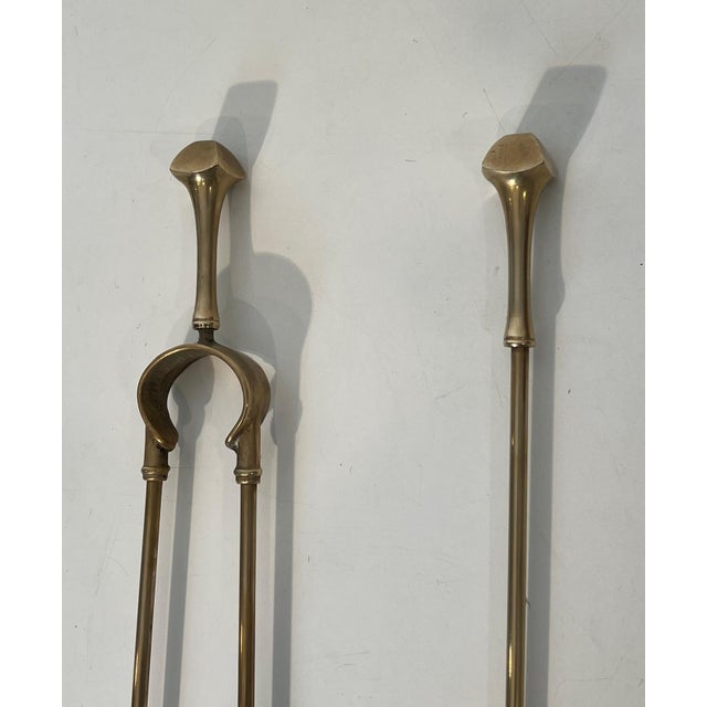 Neoclassical Style Brass Fireplace Tools. French. Circa 1970 For Sale - Image 4 of 12