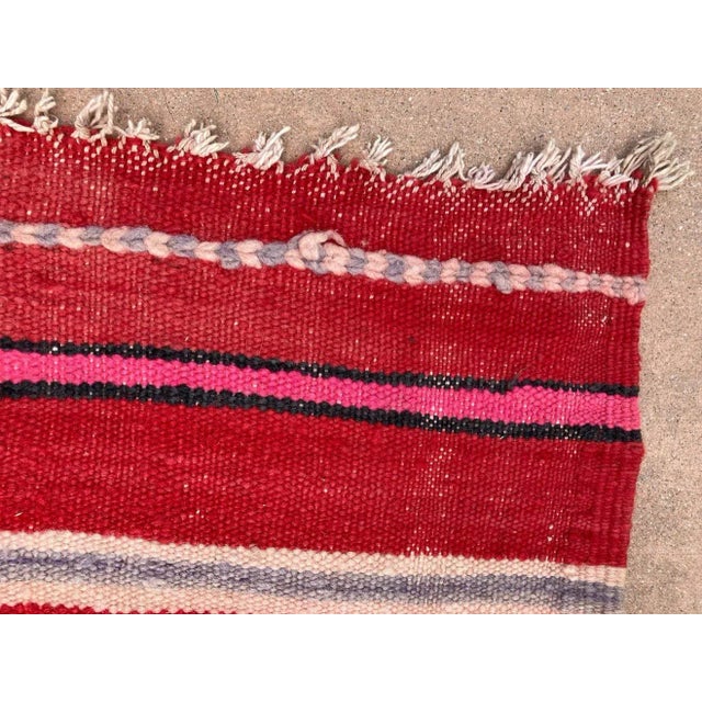 Berber Tribes of Morocco 1960s Moroccan Vintage Flat-Weave Ethnic Textile Rug For Sale - Image 4 of 13