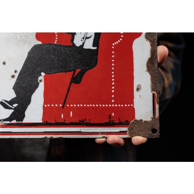 Early 20th Century 1910s Between the Acts Little Cigars Porcelain Sign For Sale - Image 5 of 10