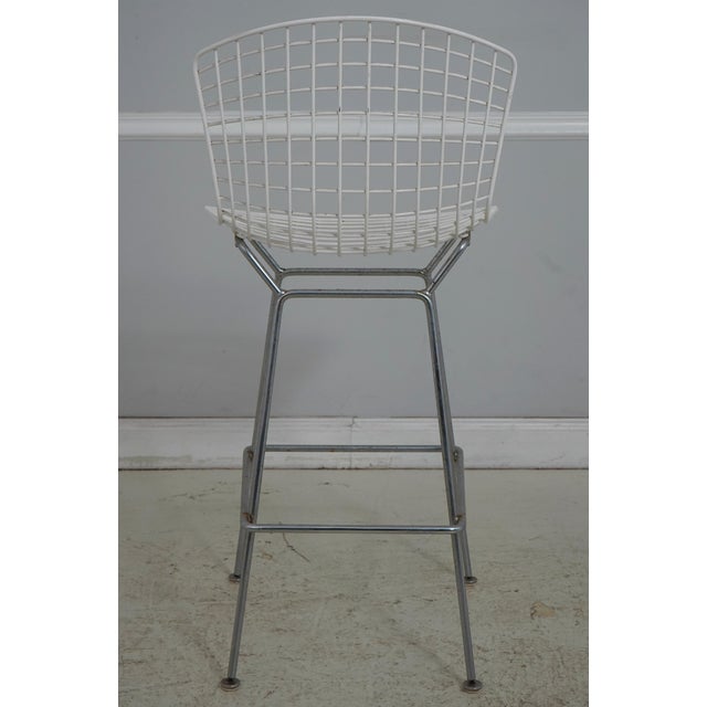 Harry Bertoia Harry Bertoia for Knoll Pair of White Wire Frame Bar Stools For Sale - Image 4 of 18