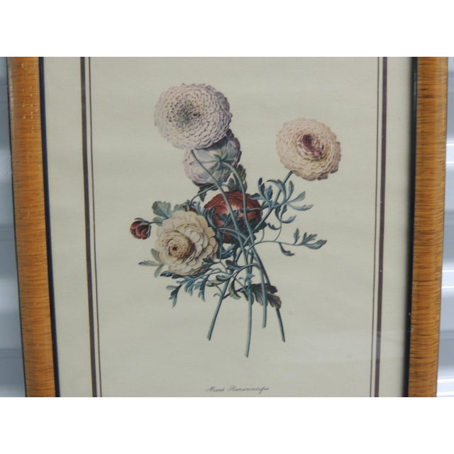 English Vintage Framed Floral Printed Bouquet in Wood Frame For Sale - Image 3 of 7