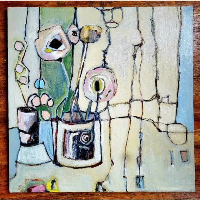 Abstract Expressionist Still Life, Oil Painting Title:"Holding Hands" by Lynn Christian. 2025 For Sale - Image 4 of 4