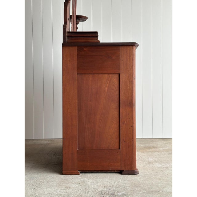 Antique Walnut Dresser With Arched Mirror and Carved Crest For Sale - Image 17 of 18