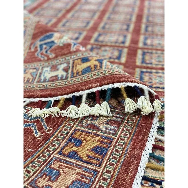 Traditional Handwoven Animal Print Area Rug - 5'10" X 8'5" For Sale - Image 3 of 9
