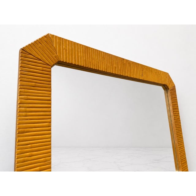 Karl Springer Large Modern Faux Bamboo Wall Mirror For Sale - Image 4 of 10