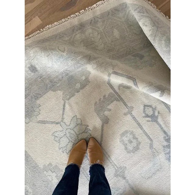 Dove Gray & Sky Blue handknotted modern oushak rug As all of our rugs are made by hand, each may have slight...