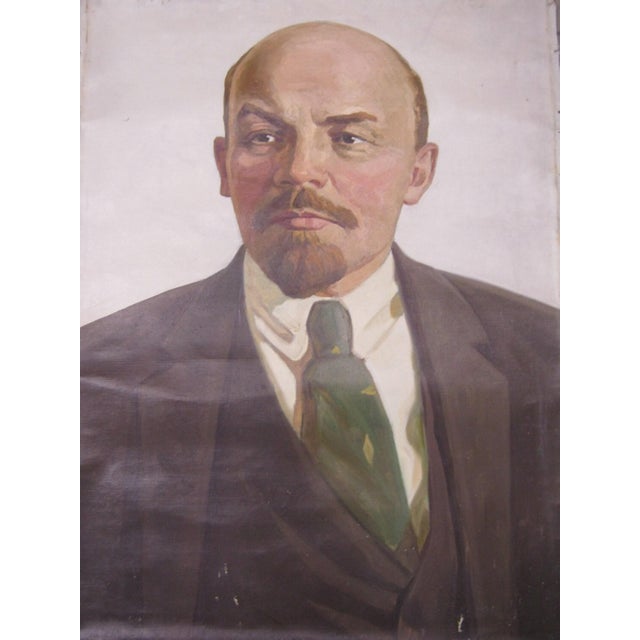 1970s Vladimir Lenin Portrait Painting, Soviet Socialist Realism Art 100-70 For Sale