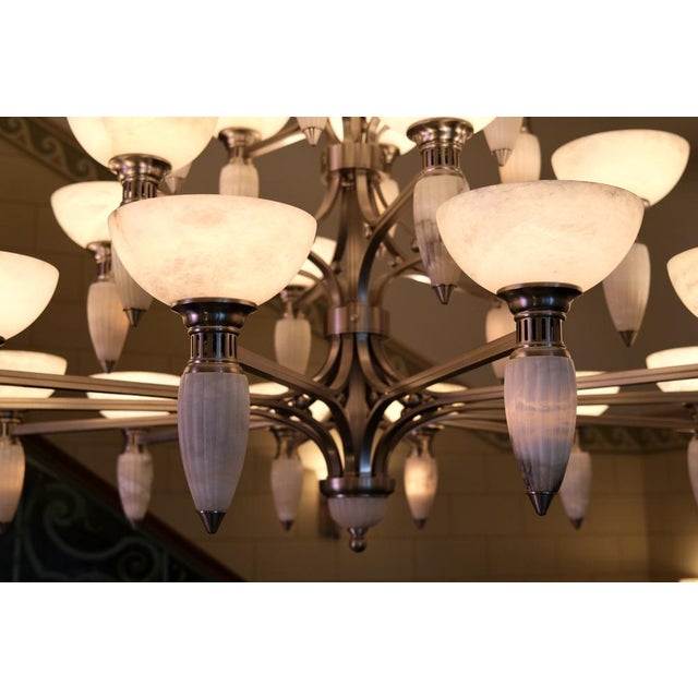 Art Deco Chandelier with Alabaster Bowls and Illuminated Cones, 1990s For Sale - Image 10 of 18