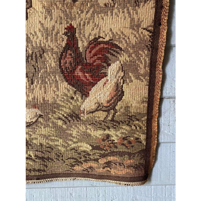 Vintage French Medieval-Style Farmhouse Wheat Harvest Square Wall Tapestry For Sale In Dallas - Image 6 of 12