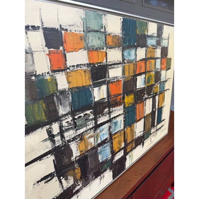 1970s 1970s Original Large Framed Abstract Painting by Tom Hayward For Sale - Image 5 of 8