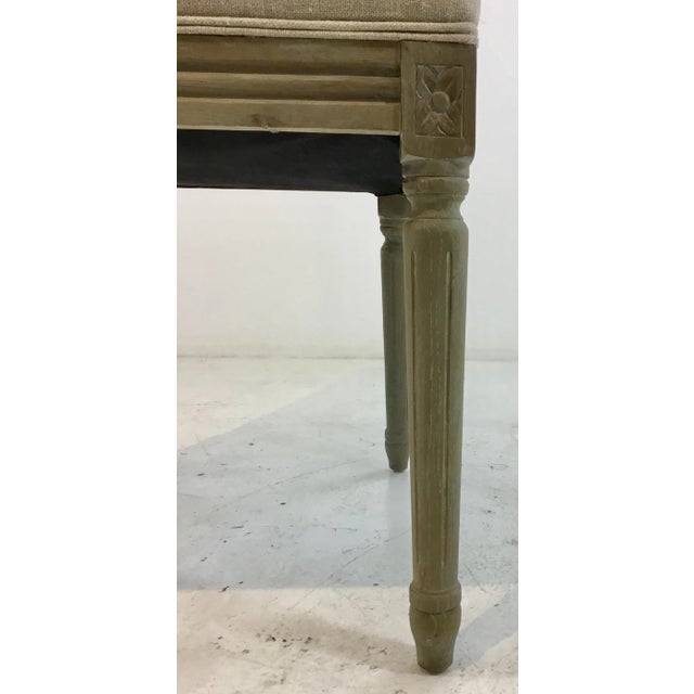 Transitional Transitional French Style Greige Linen Side Chair For Sale - Image 3 of 7