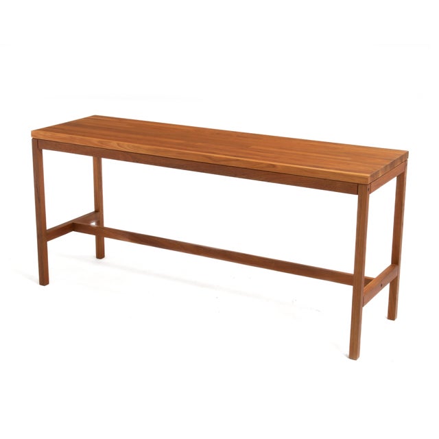 Mid-Century Modern Mid Century Solid Teak Sofa Hall Console Table Thailand Scandinavian 1970s For Sale - Image 3 of 15