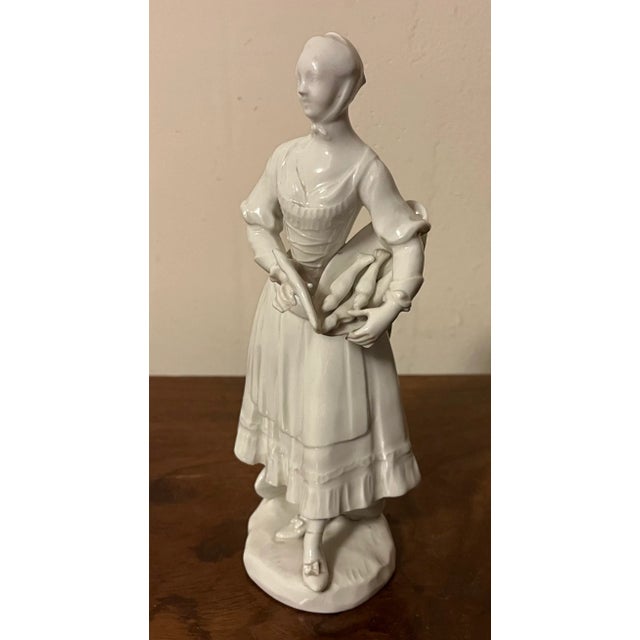 White Antique 18th Century Vienna Porcelain Blanc De Chine Figure of a Fish Seller For Sale - Image 8 of 11