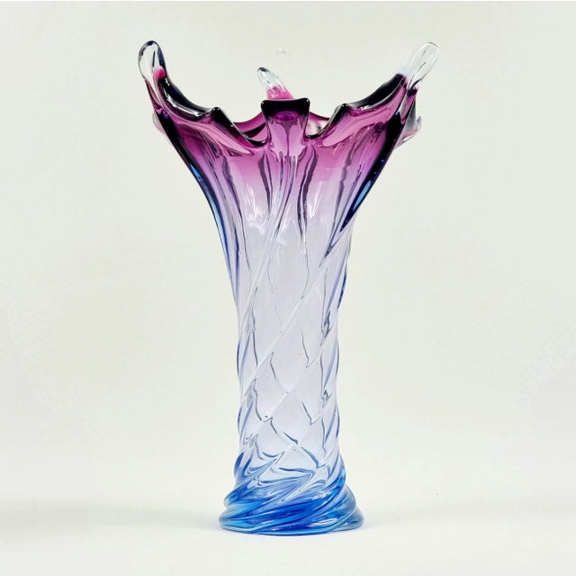 Large Mid-Century Modern Twisted Murano Glass Vase from Fratelli Toso, Italy, 1960s For Sale - Image 4 of 10