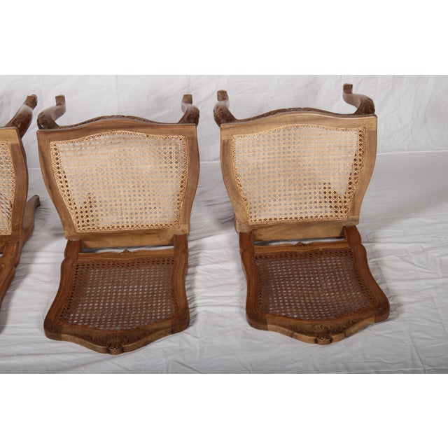 Antique Rococo Style Chairs in Carvings Wicker, 1950, Set of 4 For Sale - Image 9 of 18